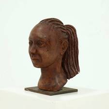 Studio Made Clay Sculpted Woman Buste Portrait Head 1970s