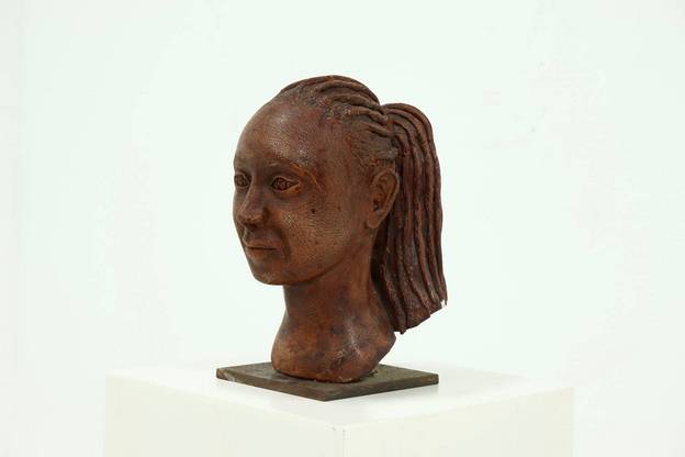 Studio Made Clay Sculpted Woman Buste Portrait Head 1970s