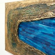 Turquoise glas schilderij object