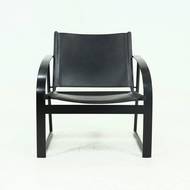 Post Modern Saddle Leather and Steel Lounge Chair 1980s