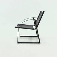 Post Modern Saddle Leather and Steel Lounge Chair 1980s