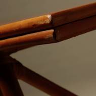 Mid Century Italian Trestle Desk or Dining Table in Bamboo and Rattan 1970s