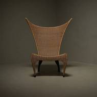 Italian Modern Sculptural Wicker and Steel Lounge Chair 1980s