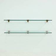 Rare Large Peter Ghyczy Brass and Glass Wall-Mounted Shelving Unit 1970s