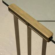Console Table with Brass Details and Glass Top by Peter Ghyczy 1970s