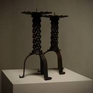 Brutalist Sculptural Wrought Iron Candle Holder 1960s