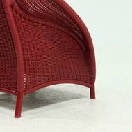 Set of 2 Sculptural Lounge Chairs in Red Lacquered Rattan 1970s