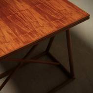 Mid Century Italian Trestle Desk or Dining Table in Bamboo and Rattan 1970s
