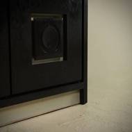 Brutalist Cabinet with Graphic Patterned Doors Belgium 1970s