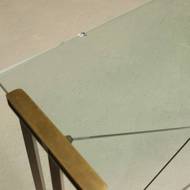 Console Table with Brass Details and Glass Top by Peter Ghyczy 1970s