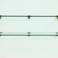 Rare Large Peter Ghyczy Brass and Glass Wall-Mounted Shelving Unit 1970s