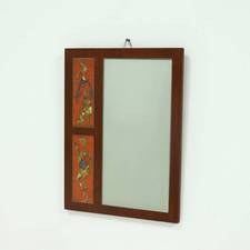 Mid-Century Teak and Ceramic Mirror by Atelier Pinson 1960s