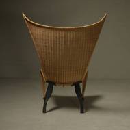Italian Modern Sculptural Wicker and Steel Lounge Chair 1980s