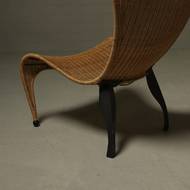 Italian Modern Sculptural Wicker and Steel Lounge Chair 1980s
