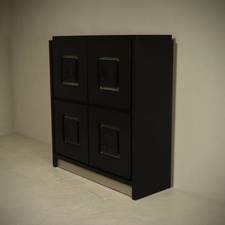 Brutalist Cabinet with Graphic Patterned Doors Belgium 1970s