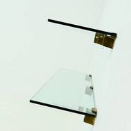 Rare Large Peter Ghyczy Brass and Glass Wall-Mounted Shelving Unit 1970s