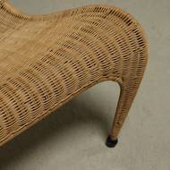 Italian Modern Sculptural Wicker and Steel Lounge Chair 1980s