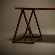 Mid Century Italian Trestle Desk or Dining Table in Bamboo and Rattan 1970s