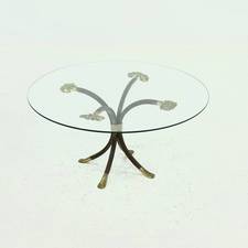Coffee Table by Manfred Bredohl in Brass and Forged Iron 1970s