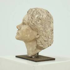 Studio Made Clay Sculpted Woman Buste Portrait Head 1970s