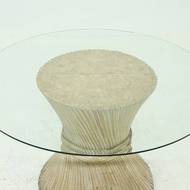 Bamboo and Glass Round Dining Table Attributed to McGuire, USA 1970s