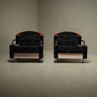 Pair of Memphis Style Lounge Chairs by Dutch Architect Wim Hofman 1980s