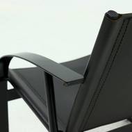 Post Modern Saddle Leather and Steel Lounge Chair 1980s