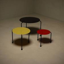 Set of 3 Italian Modern Memphis Style Nesting Tables 1980s