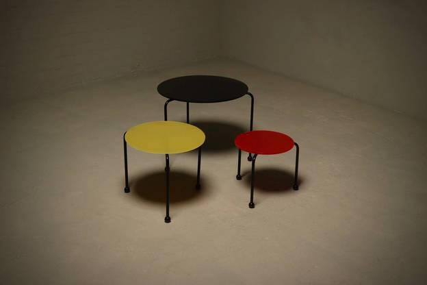 Set of 3 Italian Modern Memphis Style Nesting Tables 1980s