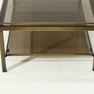 Two Tier Brass and Smoked Glass Coffee Table 1970s