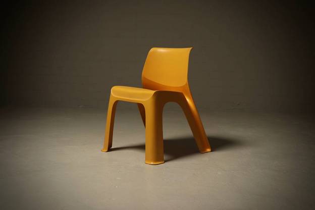 Sculptural Monobloc Chair in Yellow ABS Plastic 1970s