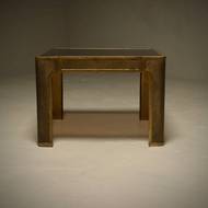 Brutalist Solid Cast Bronze Side Table by Peter Van Heeck Belgium 1970s