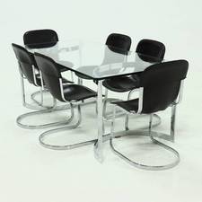 Italian Modern Dining Set by Willy Rizzo For Cidue 1970s