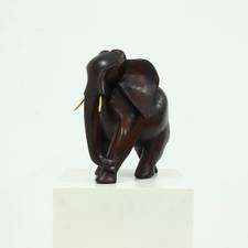 Large Mahogany Sculptural Elephant 1970s