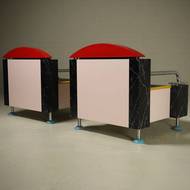 Pair of Memphis Style Lounge Chairs by Dutch Architect Wim Hofman 1980s