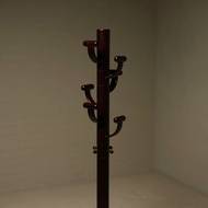 Stained Ash Wood and Travertine Coat Stand in the Style of Ettore Sottsass 1980s