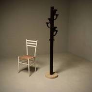 Stained Ash Wood and Travertine Coat Stand in the Style of Ettore Sottsass 1980s