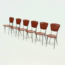 Set of 6 Dining Chairs Model T38 by Studio Archirivolto for Fasem Italy 1980s