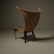 Italian Modern Sculptural Wicker and Steel Lounge Chair 1980s