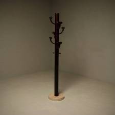 Stained Ash Wood and Travertine Coat Stand in the Style of Ettore Sottsass 1980s
