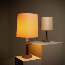Pair of Bobbin Column Table Lamps in Tin by Harald Buchrucker 1960s