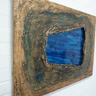 Turquoise glas schilderij object
