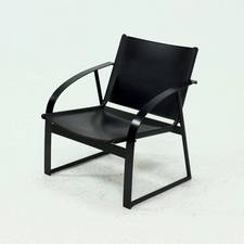 Post Modern Saddle Leather and Steel Lounge Chair 1980s