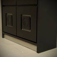 Brutalist Cabinet with Graphic Patterned Doors Belgium 1970s