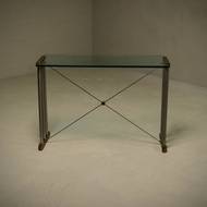 Console Table with Brass Details and Glass Top by Peter Ghyczy 1970s