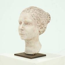 Studio Made Clay Sculpted Woman Buste Portrait Head 1970s