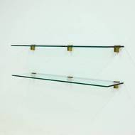 Rare Large Peter Ghyczy Brass and Glass Wall-Mounted Shelving Unit 1970s