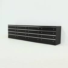 Large Modular Sideboard in Ebonized Wood with Aluminium Accents 1980s