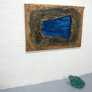 Turquoise glas schilderij object