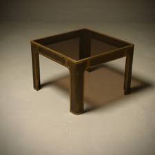 Brutalist Solid Cast Bronze Side Table by Peter Van Heeck Belgium 1970s